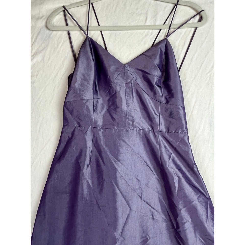 Vintage 90's Express World Vintage Purple Iridescent Open Back Prom Gown 3/4